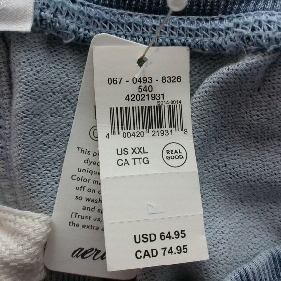 AERIE NWT Pull-On w/ Draw String Blue Wide Leg Soft Jeans XXL - Picture 5 of 11